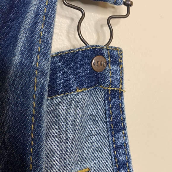 Aeropostale | Dark Denim Adjustable Distressed Fitted Back Pocket Overall Size S - Picture 9 of 12
